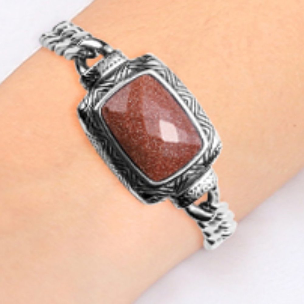 💘NEW 20 ctw Goldstone Bracelet in Black Oxidized